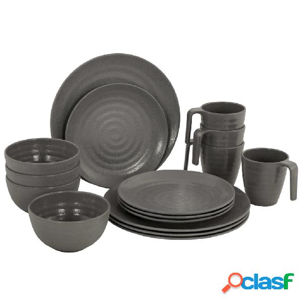 Bo-Camp Set di Stoviglie 16 pz Stone in Melamina Grigio