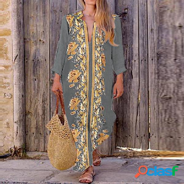 Bohemian Women V Collo Abito lungo con spacco per le vacanze