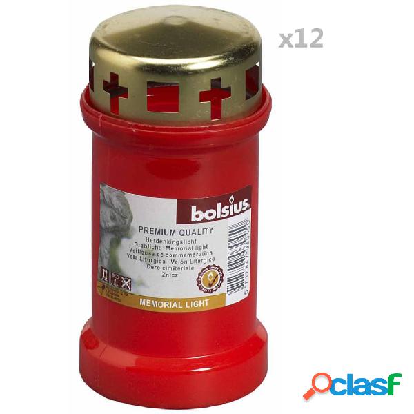 Bolsius 12 Pz Candele Commemorative con Tappo Rosse