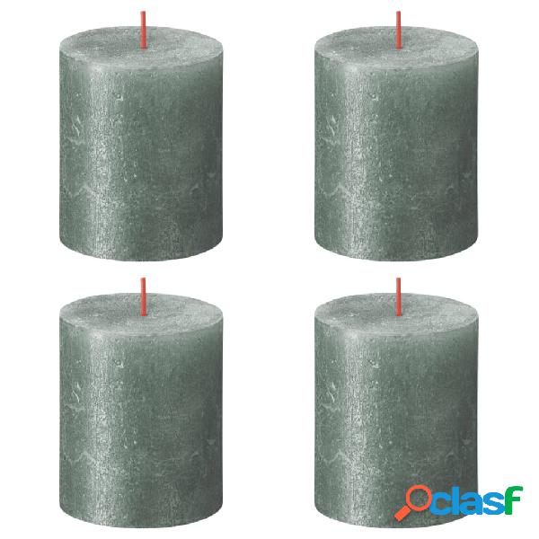Bolsius Candele Pilastro Rustiche Shimmer 4 pz 80x68 mm Blu