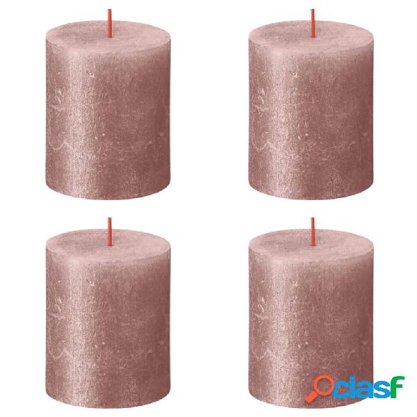 Bolsius Candele Pilastro Rustiche Shimmer 4 pz 80x68 mm Rosa