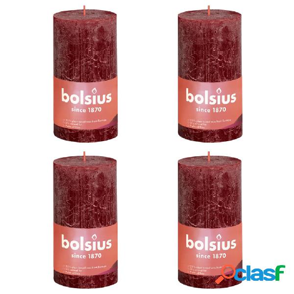 Bolsius Candele Rustiche a Colonna Shine 4 pz 130x68mm Rosso