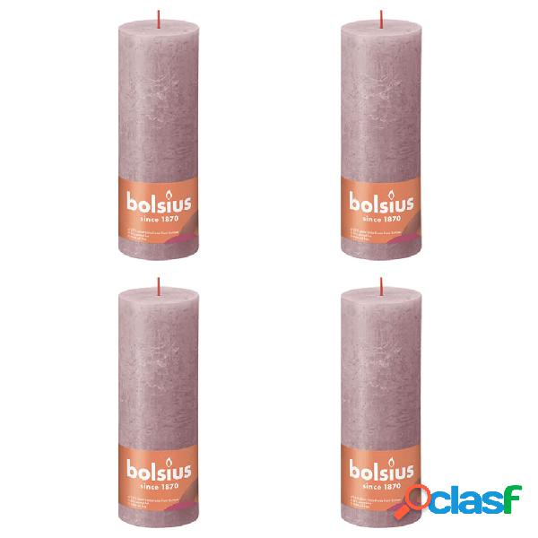 Bolsius Candele Rustiche a Colonna Shine 4 pz 190x68 mm Rosa