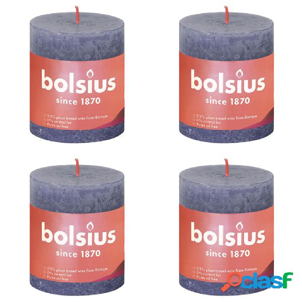 Bolsius Candele Rustiche a Colonna Shine 4 pz 80x68 mm Blu