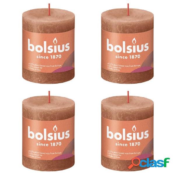 Bolsius Candele Rustiche a Colonna Shine 4 pz 80x68 mm Rosa