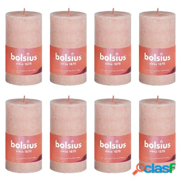 Bolsius Candele Rustiche a Colonna Shine 8 pz 100x50 mm Rosa