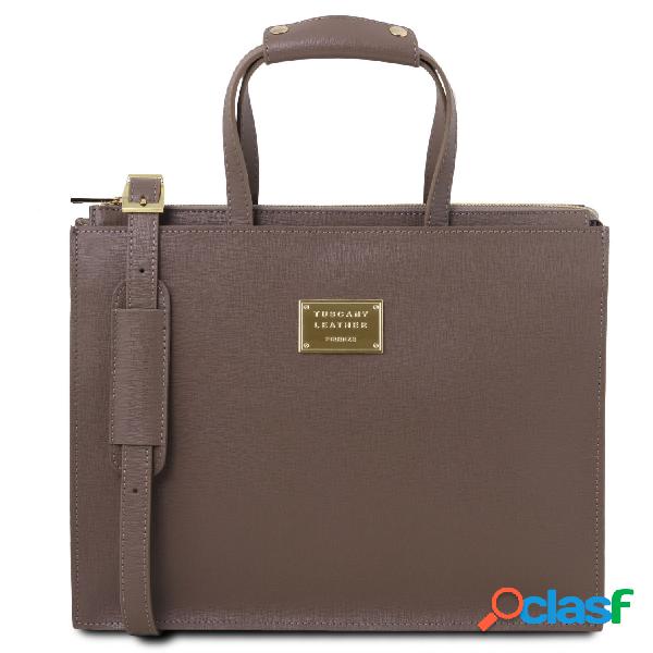 Borsa da lavoro in pelle Saffiano da donna 3 scomparti Talpa