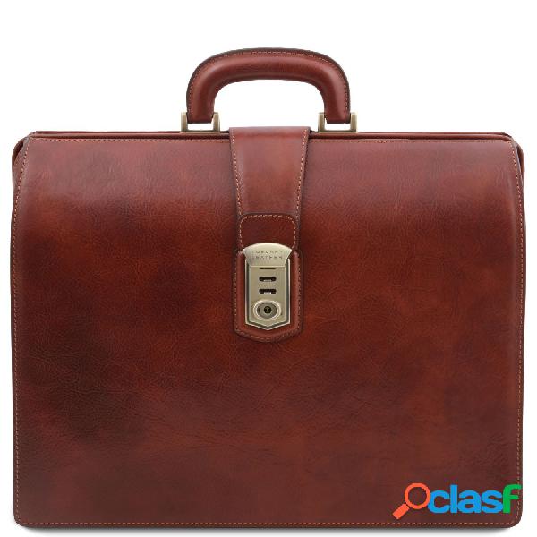Borsa medico in pelle 3 scomparti Marrone