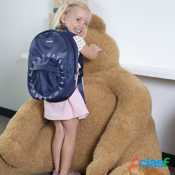 CHILDHOME Zaino Scuola per Bambini ABC Navy e Bianco