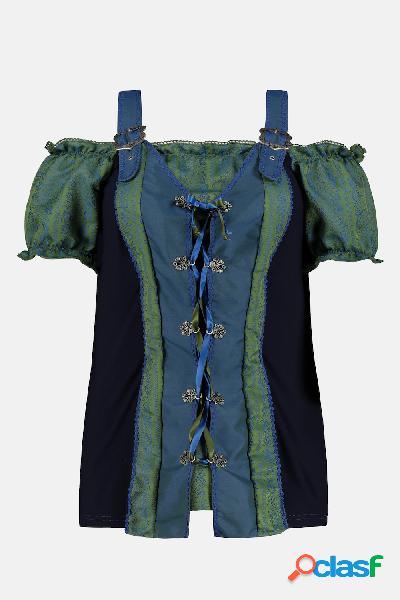 Camicetta con spalline, stile Tracht, Jacquard,