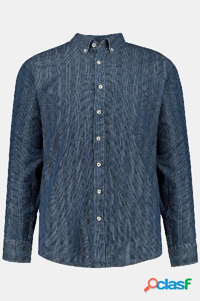 Camicia di jeans, quadri, maniche lunghe, colletto