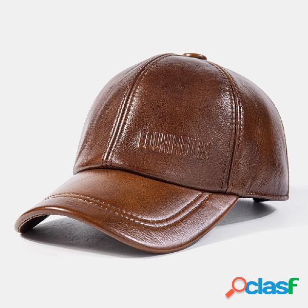 Cappello da uomo con paraorecchie in pelle di vacchetta con