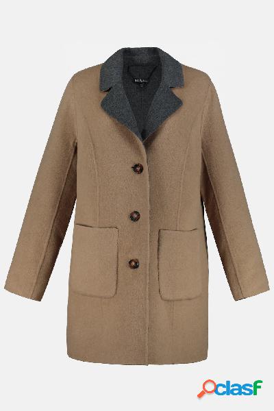 Cappotto double face, colletto con risvolti, Donna, Marrone,