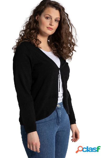Cardigan a punto ajour con scollatura a V, in cotone