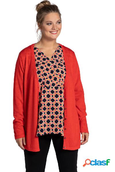 Cardigan, scollo a V, maniche lunghe, lana, maglia fine,