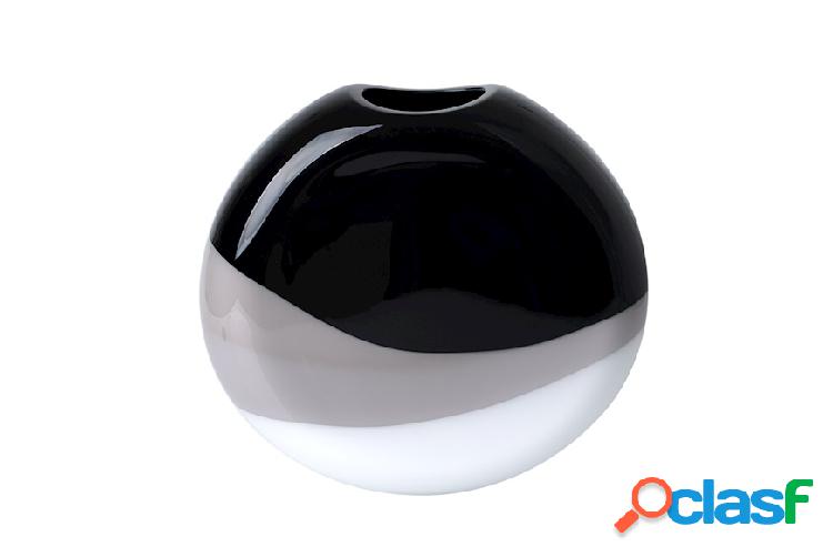 Carlo Moretti Vaso Ellisse vetro di Murano latte, nero,