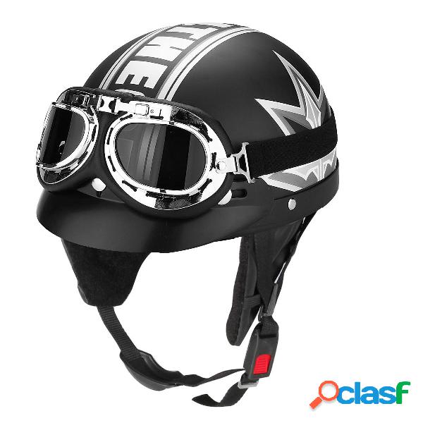 Casco mezzo aperto nero per scooter nero con occhiali UV