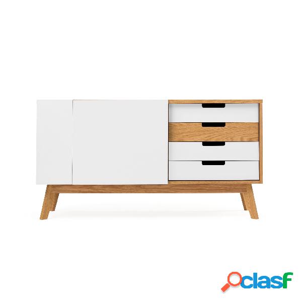 Credenza chaser bianca in legno ingegnerizzato e massiccio,