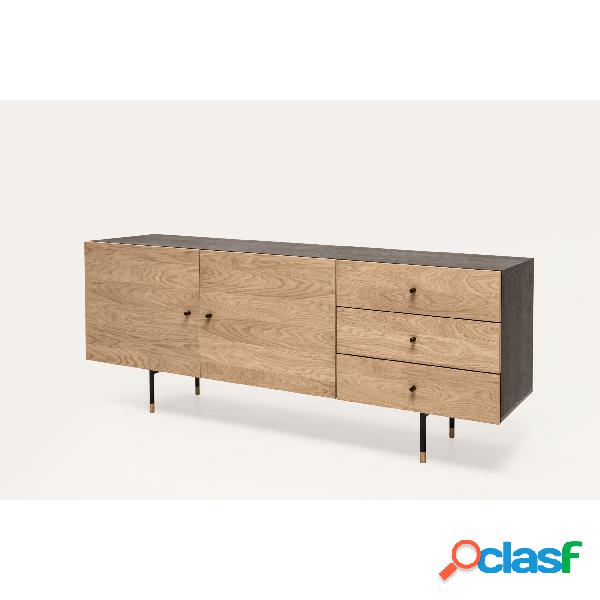 Credenza jugend rovere in legno ingegnerizzato e massiccio,