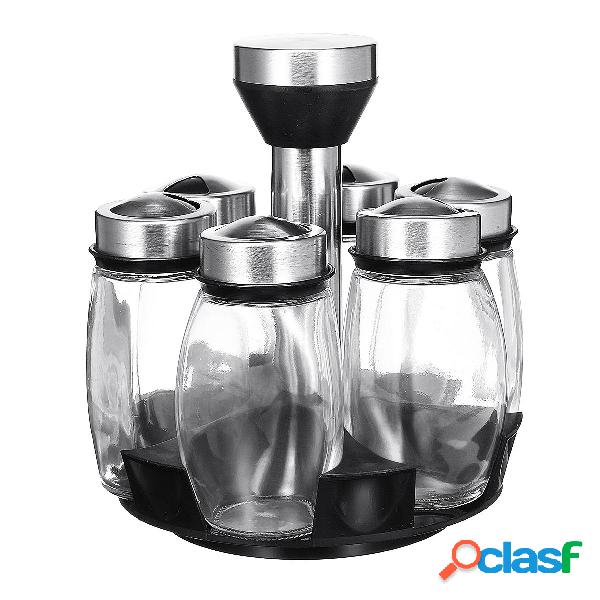 Cremagliera da cucina girevole per spezie Stand Holder + 6