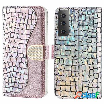 Custodia a Portafoglio Croco Bling per Samsung Galaxy S22 5G