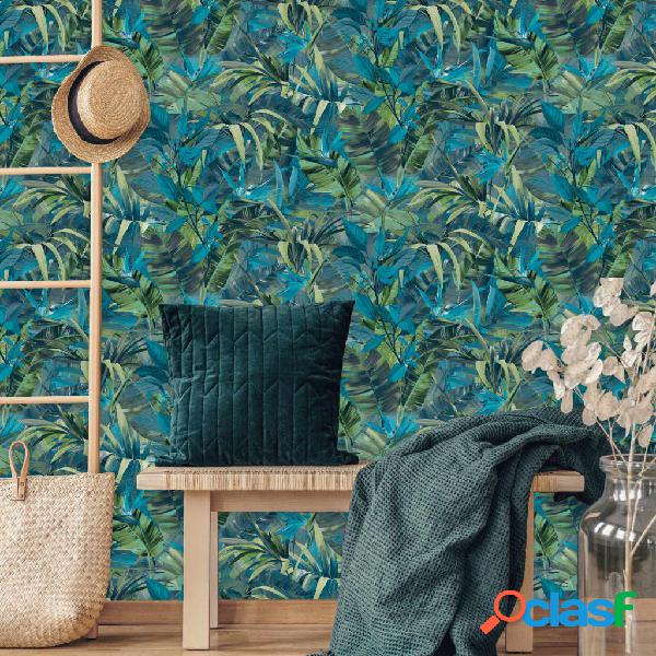 DUTCH WALLCOVERINGS Carta da Parati Paradise Flower Blu
