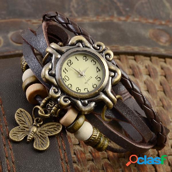 Deffrun Retro Style Multilayer Women Bracelet Watch