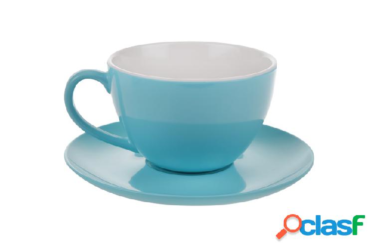 Emporio Zani Mug Jumbo turchese con piattino azzurro