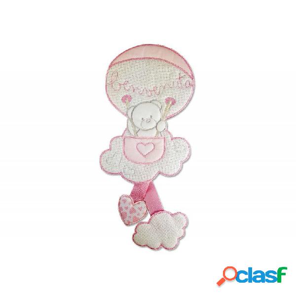 FIOCCO NASCITA MONGOLFIERA ROSA CON ORSETTO