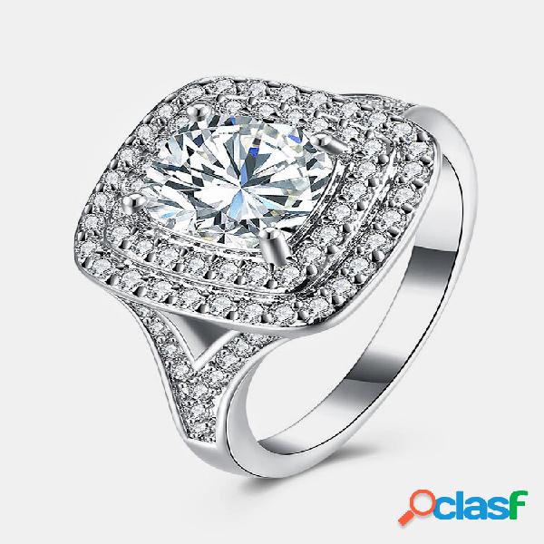 Fede nuziale di lusso Elegante anello in platino con zirconi
