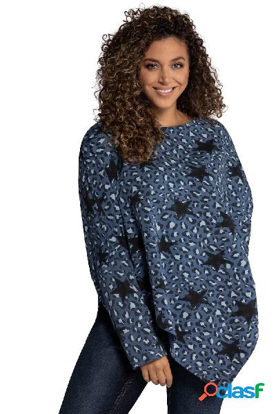 Felpa, fantasia leopardata con stelle, maniche a