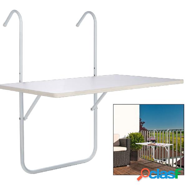 HI Tavolino da Balcone Pieghevole Bianco 60x40x1,2cm