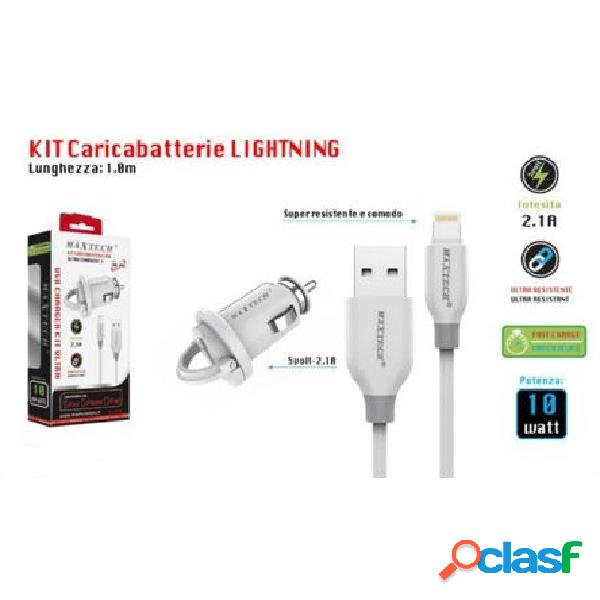 KIT CARICABATTERIE LIGHTNING 1MT RICARICA AUTO CAVO DATI 10