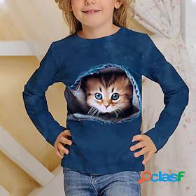 Kids Boys Girls T shirt Long Sleeve Blue Royal Blue 3D Print