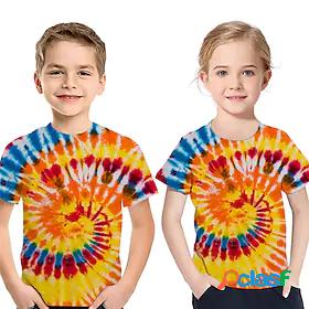 Kids Boys Girls T shirt Short Sleeve 3D Print Tie Dye Blue