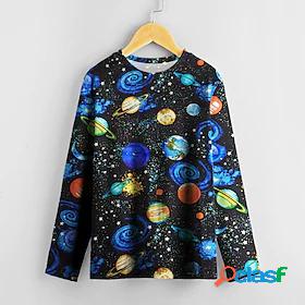 Kids Boys T shirt Tee Long Sleeve Space 3D Print Galaxy