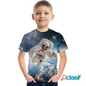 Kids Boys T shirt Tee Short Sleeve Rainbow 3D Print Space