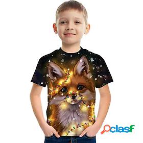 Kids Boys T shirt Tee Short Sleeve Rainbow Dog 3D Print