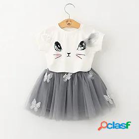 Kids Girls T-shirtSet SkirtSet Clothing Set Short Sleeve 2