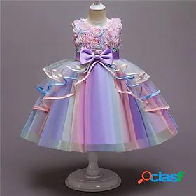 Kids Little Girls Dress Flower Party A Line Dress Bow Purple