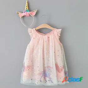 Kids Little Girls Dress Graphic Unicorn Animal Birthday A