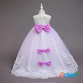 Kids Little Girls Dress Plain Party Daily Tulle Dress Bow