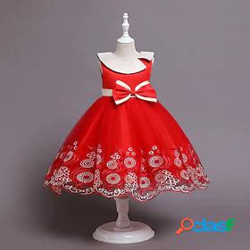 Kids Little Girls Dress Plain Party Daily Tulle Dress Bow