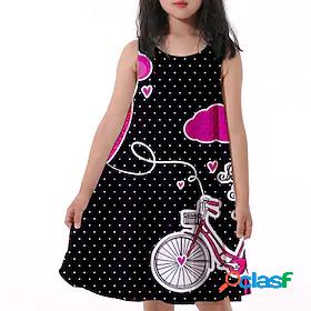 Kids Little Girls Dress Polka Dot Graphic Print Black