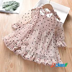 Kids Little Girls Dress Polka Dot Holiday Tulle Dress Ruffle