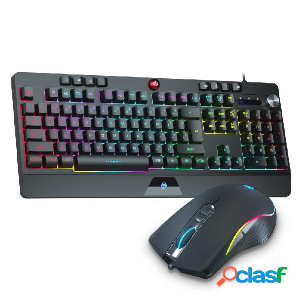 LANGTU V9000 Set di mouse con tastiera cablata 113 tasti