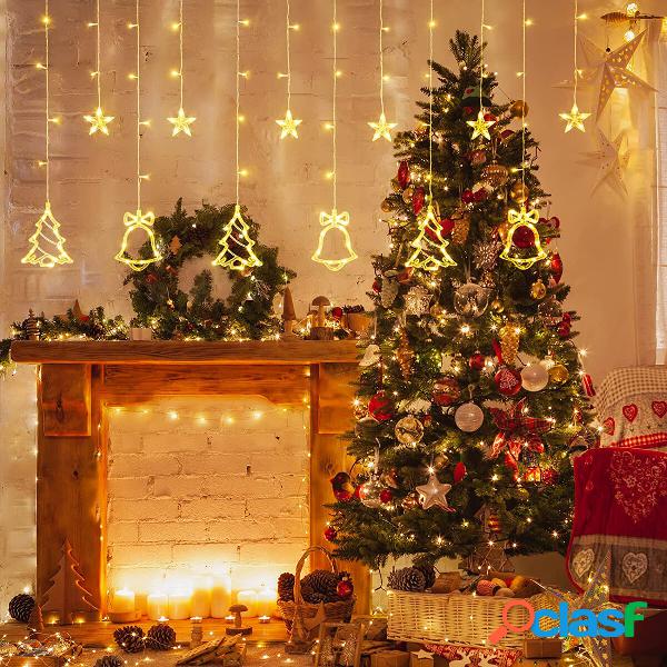 Luci LED per tende natalizie Babbo Natale pupazzo di neve