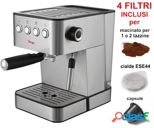 Macchina per Caffe Espresso e Cappuccino con 4 filtri per