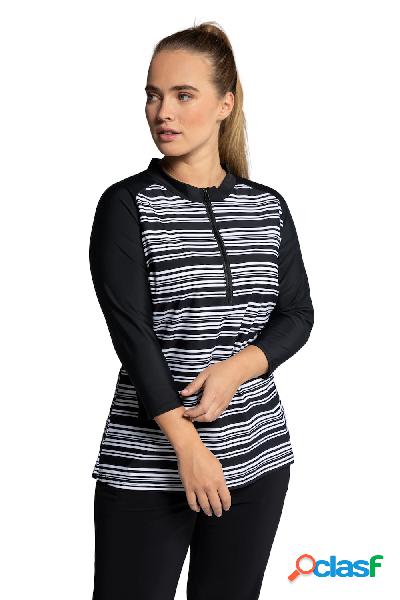 Maglia con protezione solare, UPF 50+, zip, maniche a 3/4,