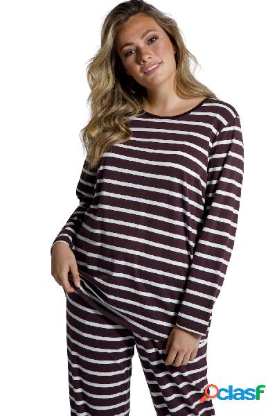 Maglia del pigiama di cotone biologico a righe con scollo a